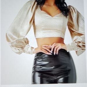 Tie  backless satin crop top by  Shein